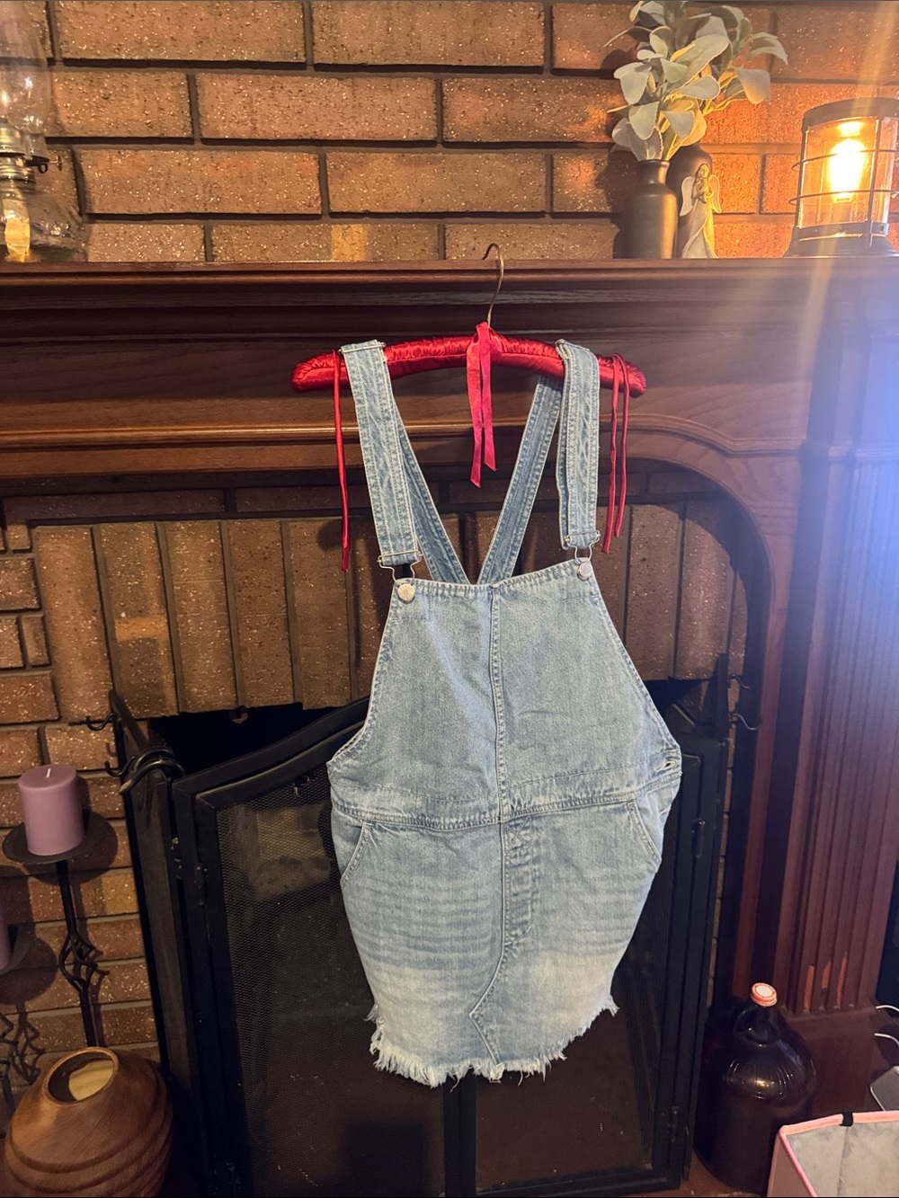 Free People Light Blue Denim Overall Dress